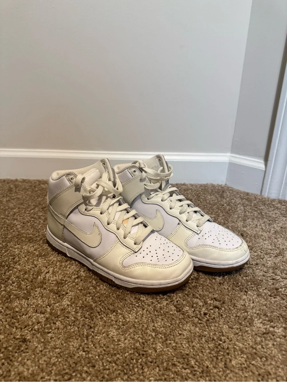 Nike High-Top Sneakers in Cream and White